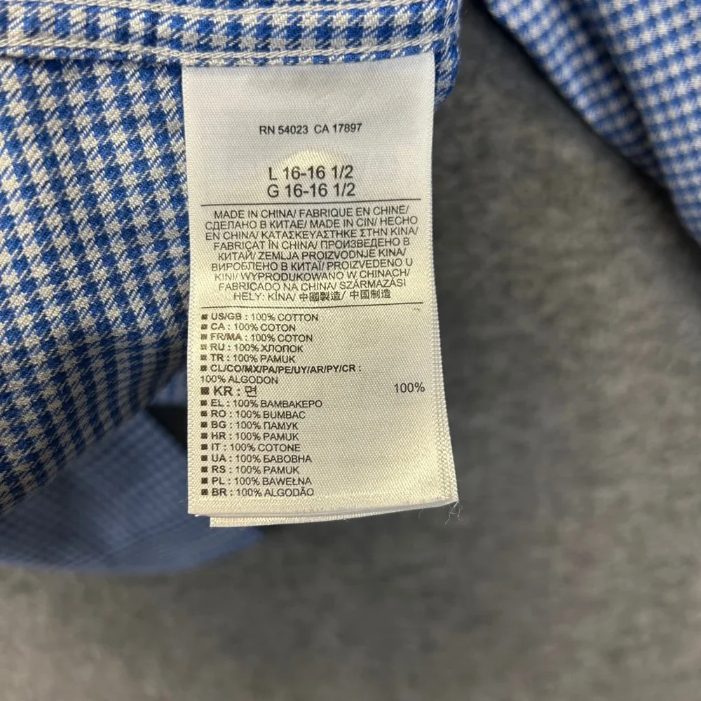 Banana Republic Mens Luxe Flannel Slim Fit Shirt Blue White Gingham Large‎ L